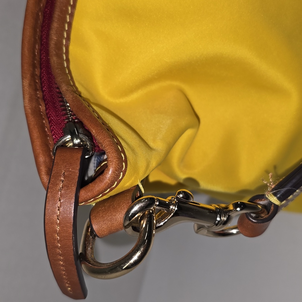 DOONEY AND BOURKE Nylon Hobo Shoulder Tote Bag Yellow Designer Bag - Picture 9 of 16